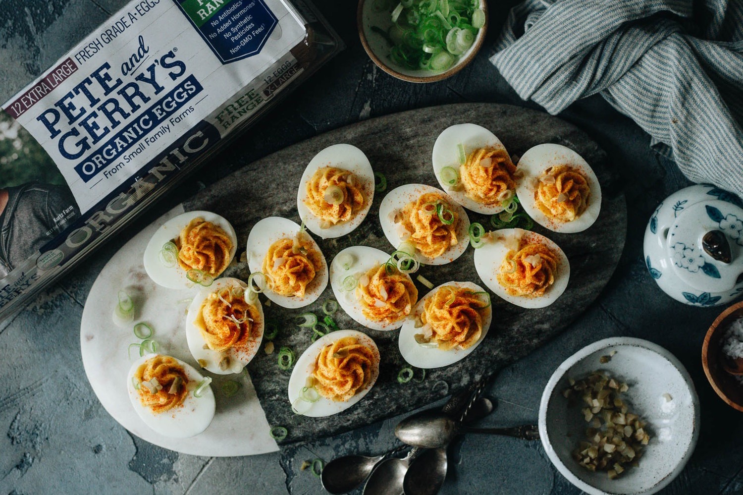 Filled with a yolky mixture of wasabi mayo, Chinese pickled mustard greens, and rice vinegar, these unique Chinese deviled eggs are an ideal marriage of richness and acidity.